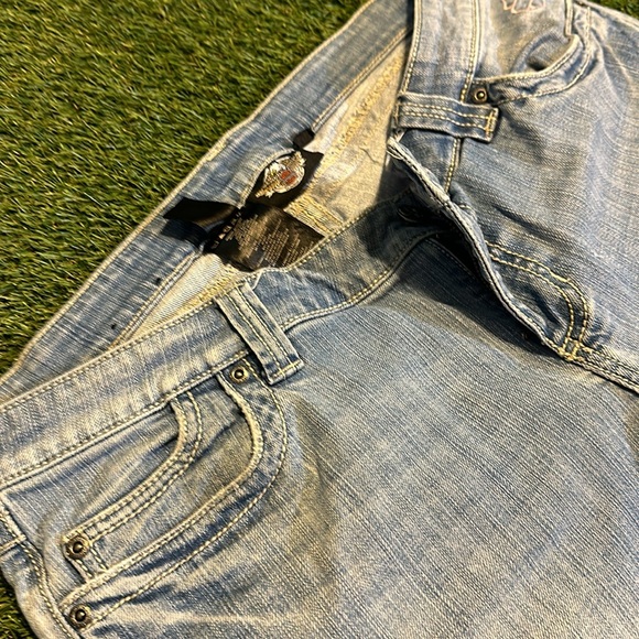 Wmns Vintage Harley Davidson Biker Denim Jeans - Picture 4 of 8